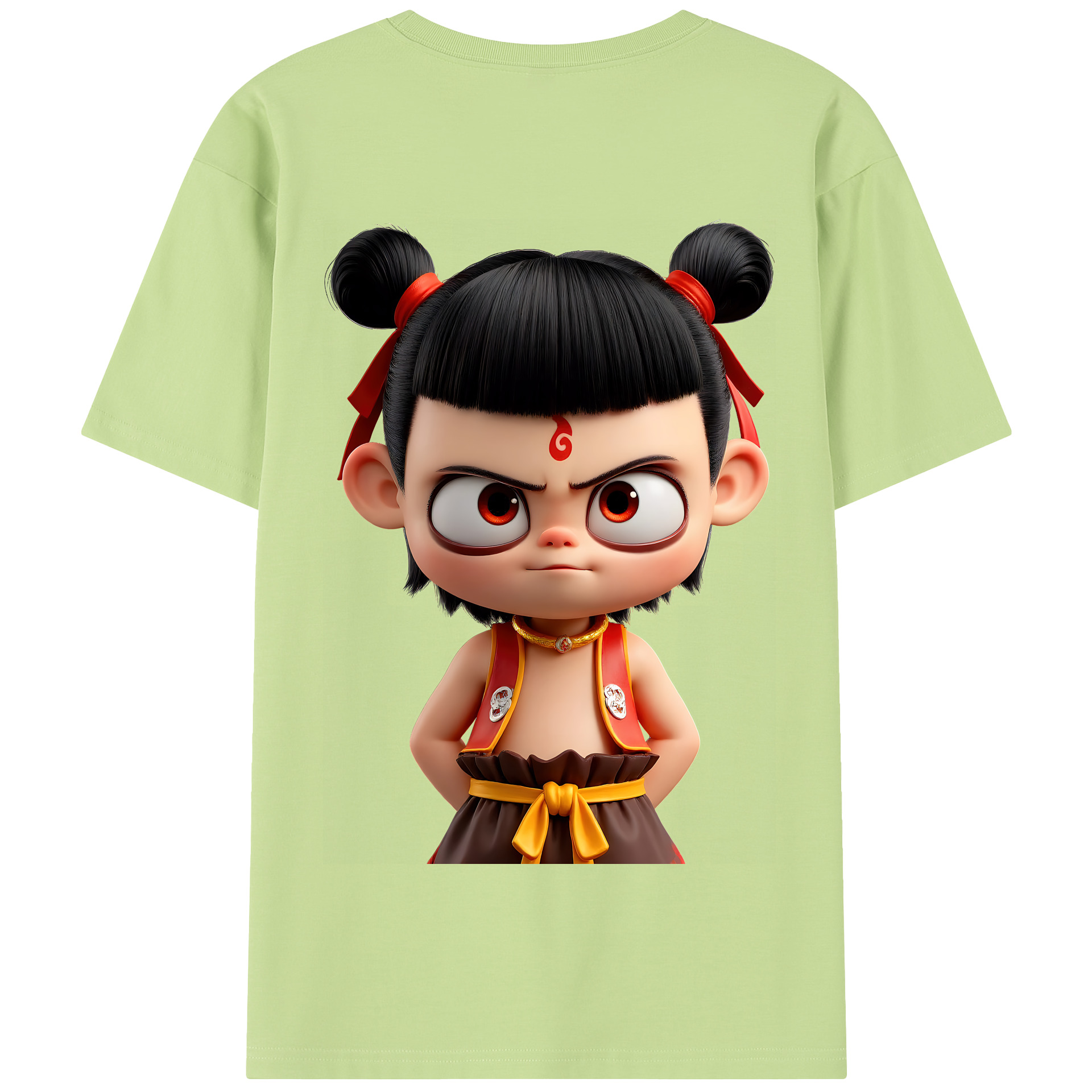 （画像用） Ne Zha 2 ナタ 魔童の大暴れ 綿100％半袖Tシャツ（背面プリント）